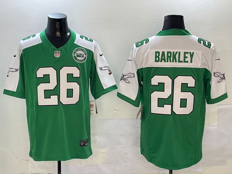 Men Philadelphia Eagles #26 Barkley Green Thanksgiving three generations 2024 Nike Limited NFL Jersey style 2